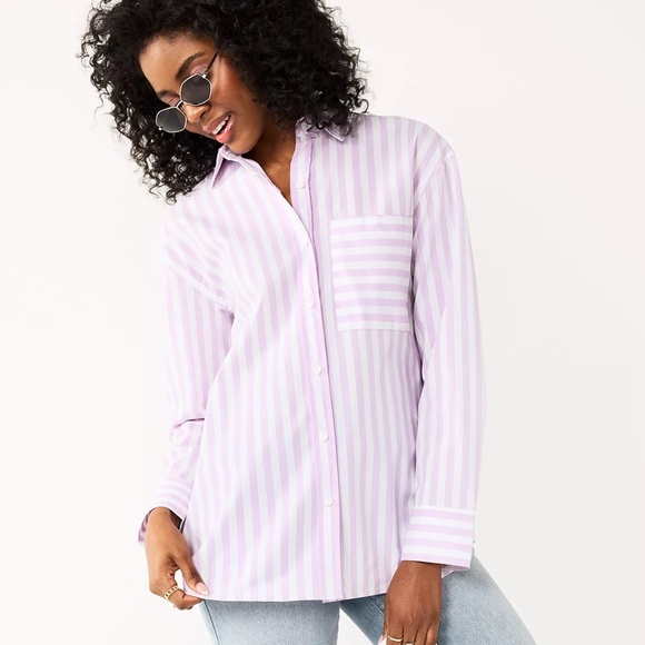SO® Oversized Button-Up Shirt - Picture 1 of 4